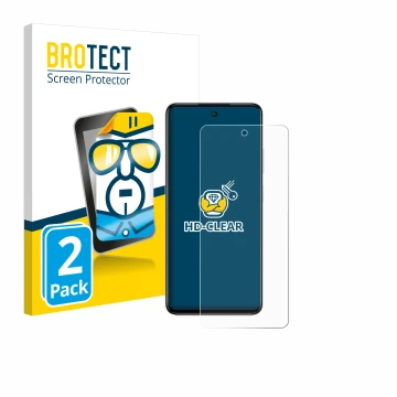 Front side of a product packaging with the brand logo BROTECT. Next to it is the device Infinix Smart 8 shown with the corresp