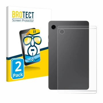 Front side of a product packaging with the brand logo BROTECT. Next to it is the device Samsung Galaxy Tab A9 WiFi (Back) show