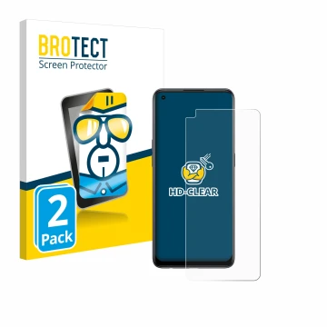 Front side of a product packaging with the brand logo BROTECT. Next to it is the device Oppo Reno 8T shown with the correspond