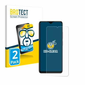 Front side of a product packaging with the brand logo BROTECT. Next to it is the device ZTE Blade A73 shown with the correspon