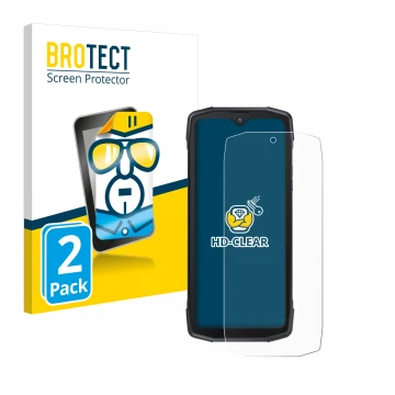 Front side of a product packaging with the brand logo BROTECT. Next to it is the device Cubot King Kong Star 5G shown with the