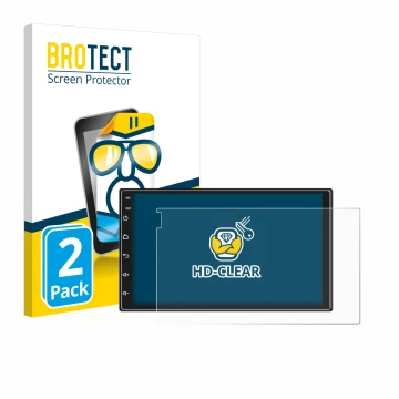 Front side of a product packaging with the brand logo BROTECT. Next to it is the device Ankeway Car Radio 7