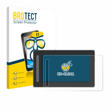 Front side of a product packaging with the brand logo BROTECT. Next to it is the device XP-Pen Artist 12 (2nd Gen.) shown with