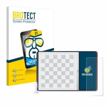 Front side of a product packaging with the brand logo BROTECT. Next to it is the device Chessnut Evo shown with the correspond