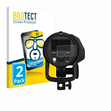 Front side of a product packaging with the brand logo BROTECT. Next to it is the device Profoto B1X shown with the correspondi