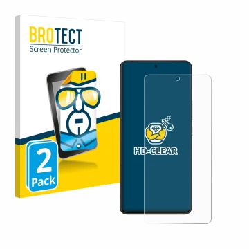 Front side of a product packaging with the brand logo BROTECT. Next to it is the device ASUS ROG Phone 8 shown with the corres