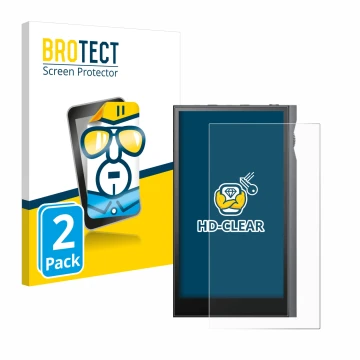 Front side of a product packaging with the brand logo BROTECT. Next to it is the device Astell&Kern Kann Ultra shown with the 