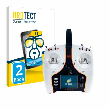 Front side of a product packaging with the brand logo BROTECT. Next to it is the device Spektrum NX7e shown with the correspon