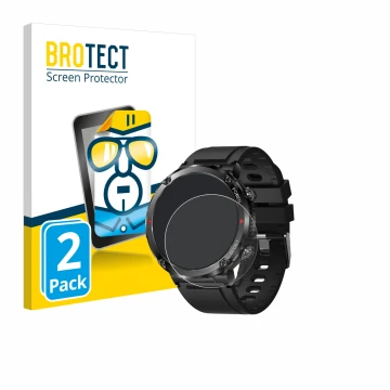 Front side of a product packaging with the brand logo BROTECT. Next to it is the device LIGE Smartwatch 1.6