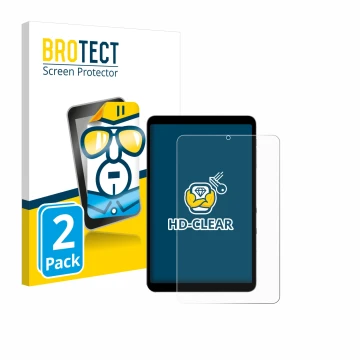 Front side of a product packaging with the brand logo BROTECT. Next to it is the device Alldocube iPlay 50 mini Pro shown with