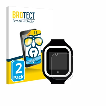 Front side of a product packaging with the brand logo BROTECT. Next to it is the device SaveFamily Iconic Plus 4G shown with t