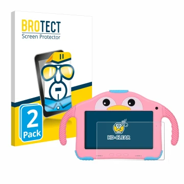 Front side of a product packaging with the brand logo BROTECT. Next to it is the device okulaku KIDS03-Pro03 7