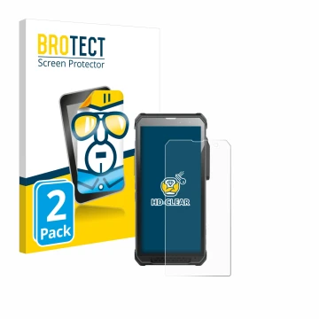 Front side of a product packaging with the brand logo BROTECT. Next to it is the device RugGear RG880 shown with the correspon