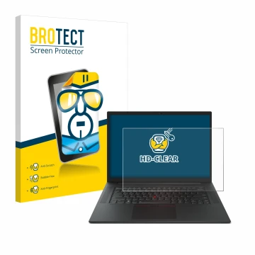 Front side of a product packaging with the brand logo BROTECT. Next to it is the device Lenovo ThinkPad P1 Gen 6 16