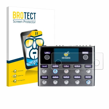 Front side of a product packaging with the brand logo BROTECT. Next to it is the device Fender Tone Master Pro shown with the 