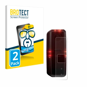 Front side of a product packaging with the brand logo BROTECT. Next to it is the device Alps Alpine Ride Safety RS 1000 shown 