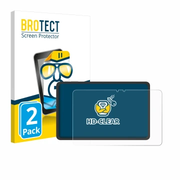 Front side of a product packaging with the brand logo BROTECT. Next to it is the device VALE V12E-LTE-8128 shown with the corr