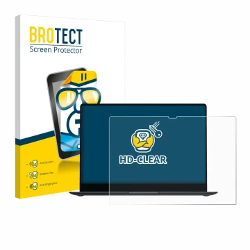 Front side of a product packaging with the brand logo BROTECT. Next to it is the device Samsung Galaxy Book4 Pro 14