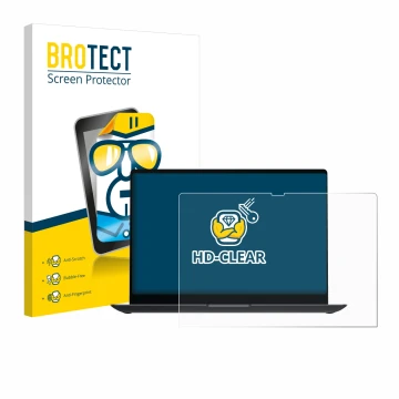 Front side of a product packaging with the brand logo BROTECT. Next to it is the device Samsung Galaxy Book4 Ultra 16