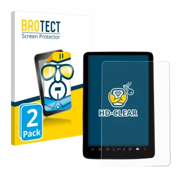 Front side of a product packaging with the brand logo BROTECT. Next to it is the device Volvo EX30 12.3