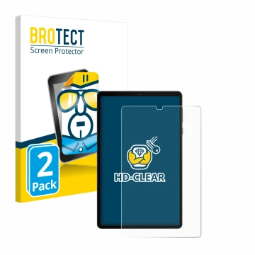 Front side of a product packaging with the brand logo BROTECT. Next to it is the device Lenovo Legion Tab shown with the corre