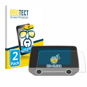 Front side of a product packaging with the brand logo BROTECT. Next to it is the device Ford Focus MK4 Sync 3 shown with the c