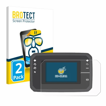 Front side of a product packaging with the brand logo BROTECT. Next to it is the device Honda CB650R TFT Display shown with th