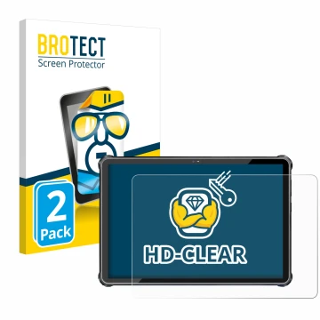 Front side of a product packaging with the brand logo BROTECT. Next to it is the device Oukitel RT6 shown with the correspondi