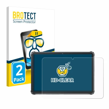 Front side of a product packaging with the brand logo BROTECT. Next to it is the device Oukitel RT8 shown with the correspondi