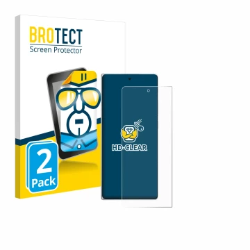 Front side of a product packaging with the brand logo BROTECT. Next to it is the device Vivo X Fold3 shown with the correspond