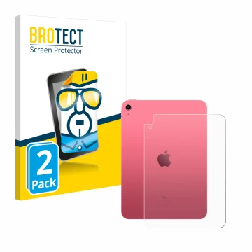 Front side of a product packaging with the brand logo BROTECT. Next to it is the device Apple iPad 10.9
