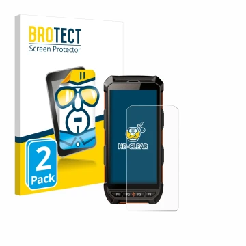 Front side of a product packaging with the brand logo BROTECT. Next to it is the device iDTronic C9 RED shown with the corresp