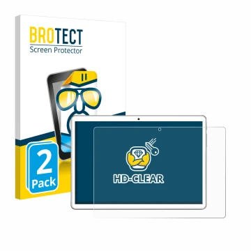 Front side of a product packaging with the brand logo BROTECT. Next to it is the device niuniutab KT107 shown with the corresp