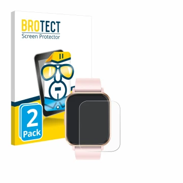 Front side of a product packaging with the brand logo BROTECT. Next to it is the device walkbee Smartwatch 1.83
