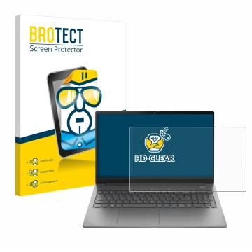 Front side of a product packaging with the brand logo BROTECT. Next to it is the device Lenovo ThinkBook 15 Gen 4 shown with t