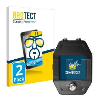 Front side of a product packaging with the brand logo BROTECT. Next to it is the device Shure GLXD16+ shown with the correspon