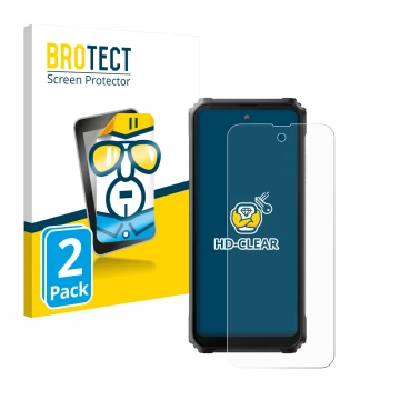 Front side of a product packaging with the brand logo BROTECT. Next to it is the device Blackview BL9000 shown with the corres