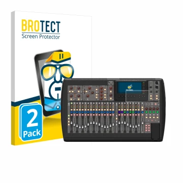 Front side of a product packaging with the brand logo BROTECT. Next to it is the device Behringer X32 shown with the correspon
