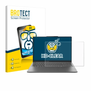 Front side of a product packaging with the brand logo BROTECT. Next to it is the device Lenovo Yoga Pro 9i Gen 9 16