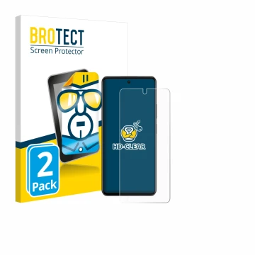 Front side of a product packaging with the brand logo BROTECT. Next to it is the device Oppo A79 5G shown with the correspondi