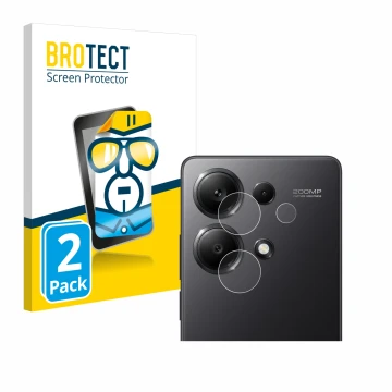 Front side of a product packaging with the brand logo BROTECT. Next to it is the device Xiaomi Redmi Note 13 Pro 4G (ONLY Came