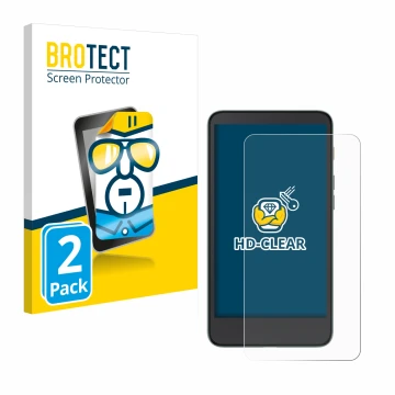 Front side of a product packaging with the brand logo BROTECT. Next to it is the device Xiaomi Moaan InkPalm 5 shown with the 