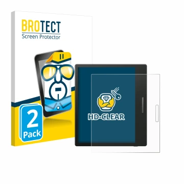 Front side of a product packaging with the brand logo BROTECT. Next to it is the device Boox Go Color 7 shown with the corresp