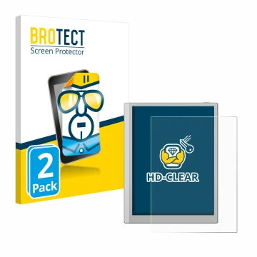 Front side of a product packaging with the brand logo BROTECT. Next to it is the device Boox Go 10.3 shown with the correspond