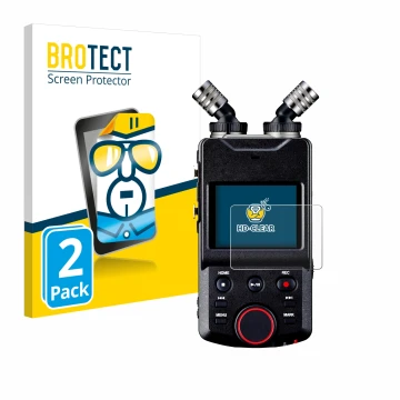 Front side of a product packaging with the brand logo BROTECT. Next to it is the device Tascam Portacapture X6 shown with the 