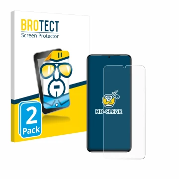 Front side of a product packaging with the brand logo BROTECT. Next to it is the device Oukitel C50 shown with the correspondi
