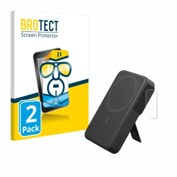 Front side of a product packaging with the brand logo BROTECT. Next to it is the device Anker MagGo shown with the correspondi