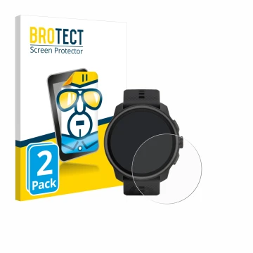 Front side of a product packaging with the brand logo BROTECT. Next to it is the device Suunto Race S shown with the correspon