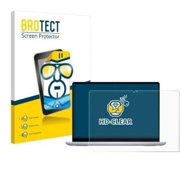 Front side of a product packaging with the brand logo BROTECT. Next to it is the device Dell Inspiron 14 7440 2-in-1 shown wit