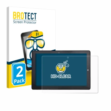 Front side of a product packaging with the brand logo BROTECT. Next to it is the device Awow AiBook 10 shown with the correspo